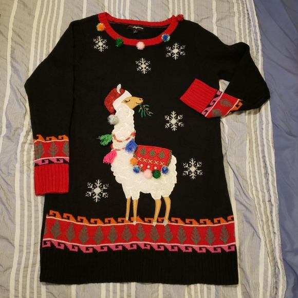 Vintage Large Ugly Lama Christmas Sweater Dress by 33 Degrees - Picture 11 of 11